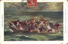 VINTAGE POSTCARD Museum Of Louvre Delacroix Shipwreck of Don Juan