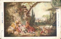 VINTAGE POSTCARD Museum Of Louvre Butcher Pastoral
