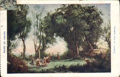 VINTAGE POSTCARD Museum Of Louvre Corot crossbred