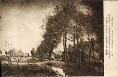 VINTAGE POSTCARD Museum Of Louvre French School Corot the road of Arras