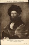 VINTAGE POSTCARD Musee Of Louvre Ecole Roman Santi says Raphael sanzio Portrait of Balthasar Castiglione