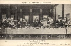 VINTAGE POSTCARD Museum Of Louvre School Florentine Leonard de Vinci Cene