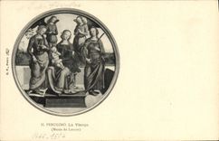 VINTAGE POSTCARD Museum Of Louvre Perugino the Virgin