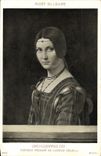 VINTAGE POSTCARD Museum Of Louvre Leonard de Vinci lucrezia Crivelli