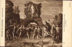 VINTAGE POSTCARD Museum Of Louvre Venetian School Andrea Montegna the Parnassus