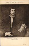 VINTAGE POSTCARD Museum Of Louvre Venetian School Vecelli Titien the man with the Glove
