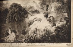 VINTAGE POSTCARD Museum Of Louvre French School Fragonard Bathers