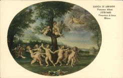 VINTAGE POSTCARD Danza Di Amorini Francesco Albani Pincaoteca di Brera milano