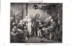 VINTAGE POSTCARD Greuze Accordee De Village Museum of Louvre Paris