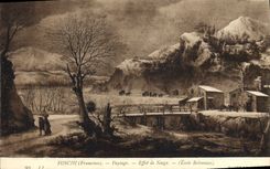 VINTAGE POSTCARD Foschi Landscape Effect of snow Ecolone Bolonaise Museum of Lille