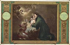 VINTAGE POSTCARD Chocolate factory of Aiguebelle Murillo St Antoine de Padoue with the Jesus child