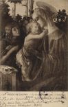 VINTAGE POSTCARD Museum of Louvre the Virgin and the child Jesus and Saint Jean Botticelli