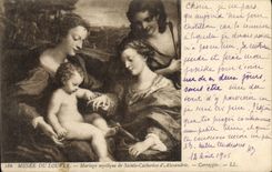 VINTAGE POSTCARD Museum of mystical Louvre Marriage of Sainte Catherine of Alexandria Correggio