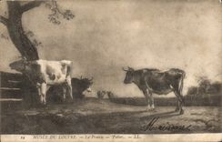 VINTAGE POSTCARD Museum Of Louvre the Meadow Potter Cows