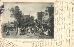 VINTAGE POSTCARD David Teniers June Village f4ete Museum of Louvre