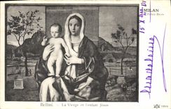VINTAGE POSTCARD Milan Palate Brera Bellini the Virgin and the Jesus child