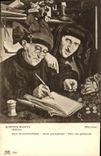 VINTAGE POSTCARD Quentin Massys Two tax collectors
