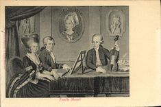 VINTAGE POSTCARD Familie Mozart Harpsichord