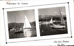 MODERN CARD Aix les Bains edges of the Lake of Le Bourget Boats