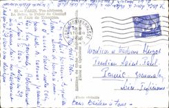 POSTAL MODERNA aire visto París el Seine el paladar de Chaillot y Arc de Triomphe