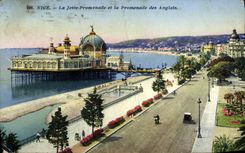 POSTAL de la VENDIMIA Niza el embarcadero de Promeande y la caminata del inglés