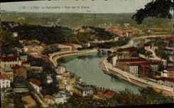CPA Lyon Panorama Vue sur la Saone 