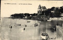 VINTAGE POSTCARD Pornic the Port close to the Castle