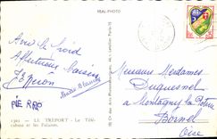 POSTAL MODERNA Treport el portador y los acantilados del carro-grúa monocarril