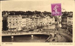 VINTAGE POSTCARD Bayonne the Lavigerie Place Towards Nice
