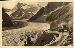 CPA Chamonix Mont Blanc La mer de glace vue de l'hotel du Montenvers