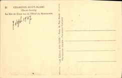 Mar de Chamonix Mont Blanc de la POSTAL de la VENDIMIA del hielo visto del hotel de Montenvers