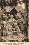 VINTAGE POSTCARD Amiens Cathedral Stalls Of the Chorus magi offering the present