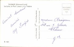 VINTAGE POSTCARD Saumur the Loire the Cessart Bridge And the Theater