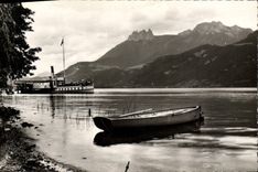 POSTAL MODERNA el lago passage de Annecy de las ebulliciones de Bafeau del barco del lago