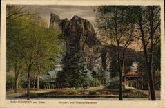 VINTAGE POSTCARD Bad Munster Am Stein Kurpark MIT Rheingrafenstein