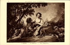 VINTAGE POSTCARD the Accordion music Butcher Paris Museum of Louvre