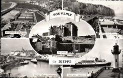 CPM Souvenir De Dieppe Vue generale de l'esplanade La plage et les falaises Courriers Dieppe Newhaven 