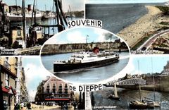 POSTAL MODERNA Souvenir De Dieppe Bateaux de la opinión del pecado de la playa de Puits sala el puente rotatorio