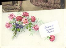 CPA Bonne et Heureuse Annee Fleurs