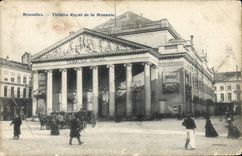 Teatro real de Bruselas de la POSTAL de la VENDIMIA de la moneda