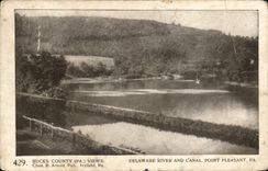 VINTAGE POSTCARD Bucks County Views Delware to rivet and canal Not Pleasant