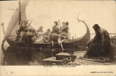 VINTAGE POSTCARD Gleyre lost lllusions Museum of Louvre Paris Boat
