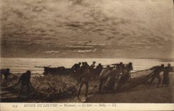 VINTAGE POSTCARD Museum of Louvre Sinners the Belly Evening