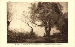 VINTAGE POSTCARD Museum of Louvre J B Corot Souvenir of Gondolfo Manor house