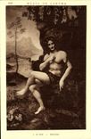 VINTAGE POSTCARD Museum of Louvre Bacchus L da Vinci