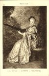 VINTAGE POSTCARD Musee of Louvre J has Watteau Finette