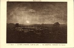 VINTAGE POSTCARD Musee of Louvre the Sheep pen Moonlight