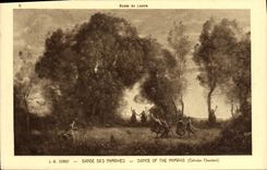 VINTAGE POSTCARD Musee of Louvre J B Corot Dances of the Nymphs