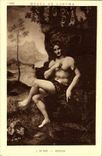 VINTAGE POSTCARD Museum of Louvre L Da Vinci Bacchus