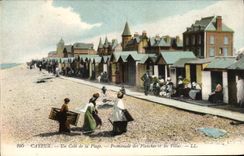VINTAGE POSTCARD Cayeux a Corner of the Beach Walk of the boards and the villas